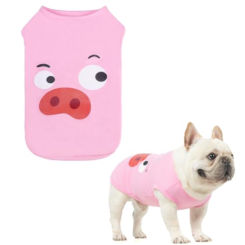 KOOLTAIL Summer Dog Clothes Shirts for Small Medium Dogs Boy Girl Soft Cotton Sun Protection Funny Pet T Shirts Cute Puppy Tank Tops Outfit Anti-Hair Loss French Bulldog Chihuahua Yorkie Pink Pig S
