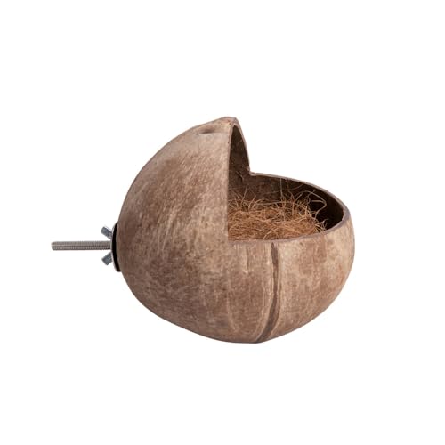 Image of Coconut Bird House Coconut Shell Hide Nest Shelter Hanging Birdhouse Cage Habitats Decor for Hamster Sugar Glider Parrot Bird Side-Fixed Style One Size
