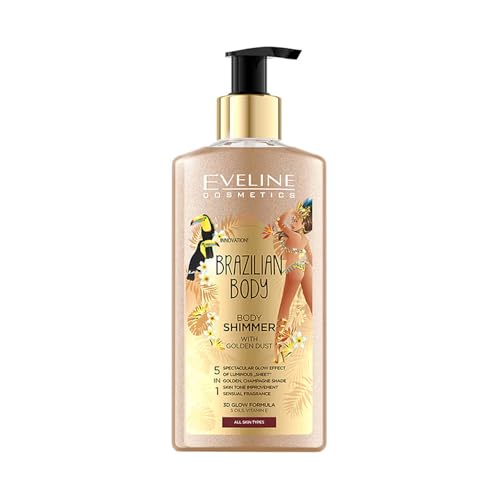 Eveline Cosmetic Brazilian Body Oil Shimmer with Gold Glitter/Particles