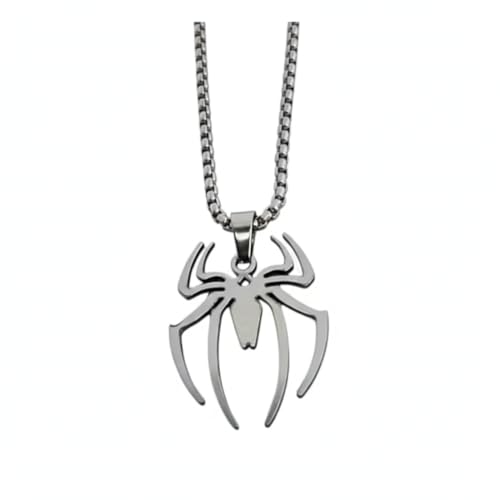 Image of BlingsHub branded Stainless Steel Spider shaped Pendant Necklace for Men - Polished premium Metallic finish - Biker, Rock & Roll, Jewelry gift for Men