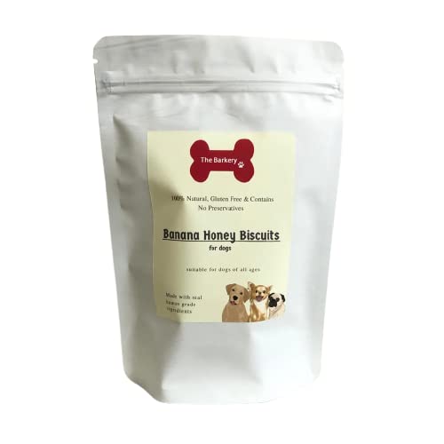 The Barkery by NV - Vegetarian Handmade Banana Honey Dog Biscuits | Natural & Gluten Free Dog Biscuits (300g)