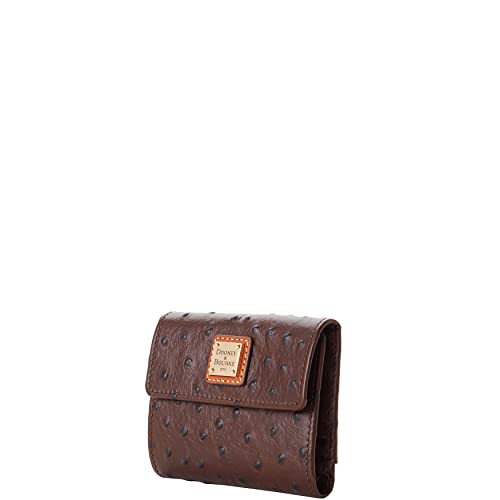 Dooney & Bourke Wallet, Ostrich Small Flap Credit Card Wallet - Brown Tmoro #TOP1