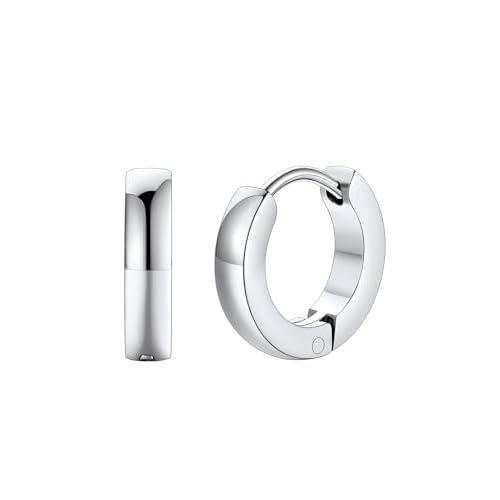 FaithHeart Stainless Steel Black/Silver/Gold Hoop Earrings for Men - Hypoallergenic Small Huggie Hoop Earrings Lightweight Sleeper Earrings Waterproof Cartilage Piercing Jewelry Gift 7-16mm