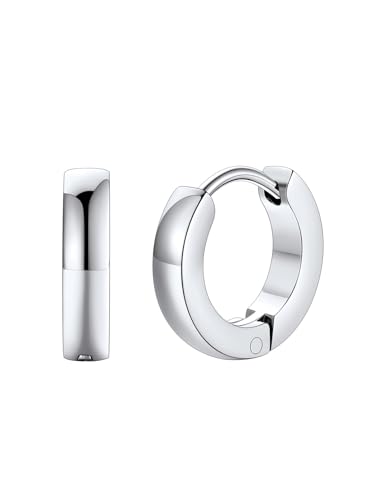 FaithHeart Stainless Steel Silver Hoop Earrings for Men - Hypoallergenic Small Silver Huggie Hoop Earrings Lightweight Sleeper Earrings Waterproof Cartilage Piercing Jewelry Gift 7/9/12/14/16mm