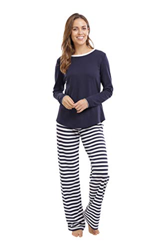 jijamas Incredibly Soft Pima Cotton Women's Pajamas Set - The Soul Mate - Navy Blue LT