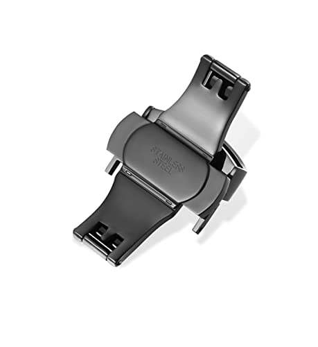 Image of 14mm 16mm 18mm 20mm 22mm Butterfly Push Type Stainless Steel Silver Rose Golden Black Deployment Buckle Clasp Fits Leather Rubber Watch Band Strap