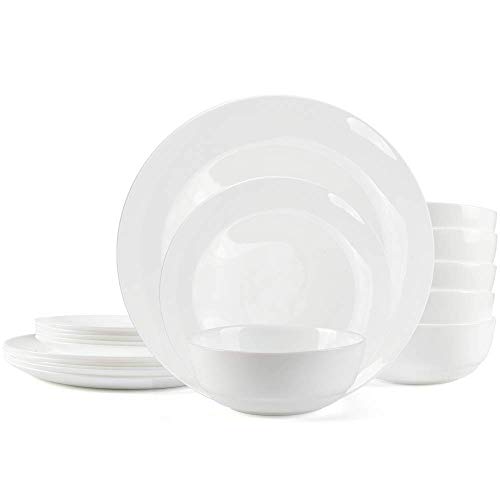 Dinnerware Set Danmers 18-piece Opal Dishes Sets Service for 6 Plates Bowls 5.5"