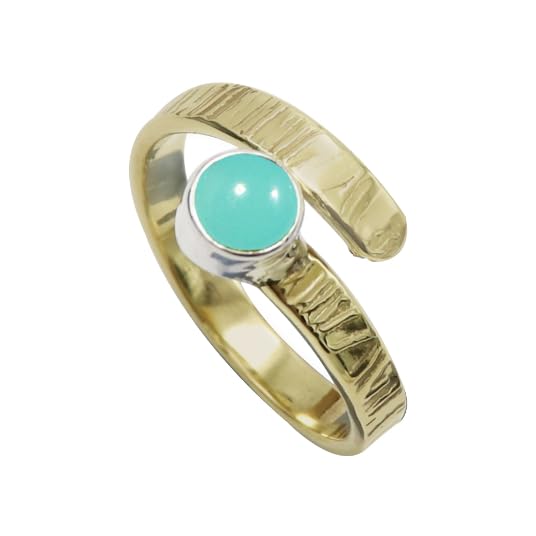 Aqua-Chalcedon CRG1087CE27 pierścionek ze srebra wysokiej próby 925 i mosiądzu, biżuteria dla mężczyzn i kobiet, wszystkie rozmiary CRG1087CE27 (73 (23,2)), metal szlachetny Kamień szlachetny