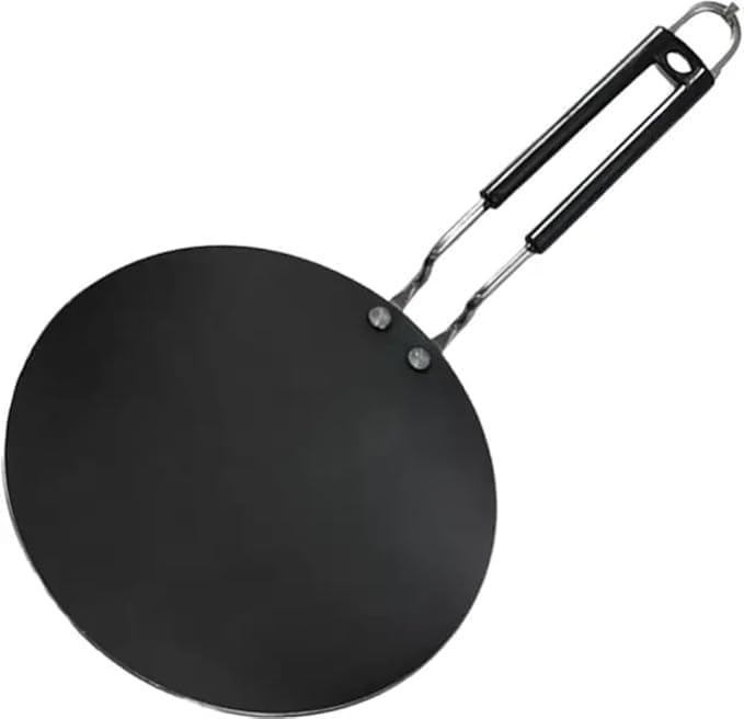 Image of WINK CUTLERY'S Pure Iron Tawa with Steel Handle, Heavy-Duty for Roti, Chapati, Dosa, Paratha, Chemical-Free, Gas and Induction Compatible