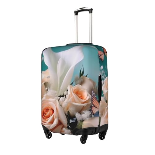 Flower And Butterfly Printed Luggage Cover Elastic, Washable, Universal Fit 18-32 Inch Travel Suitcase Cover Easy To Identify2