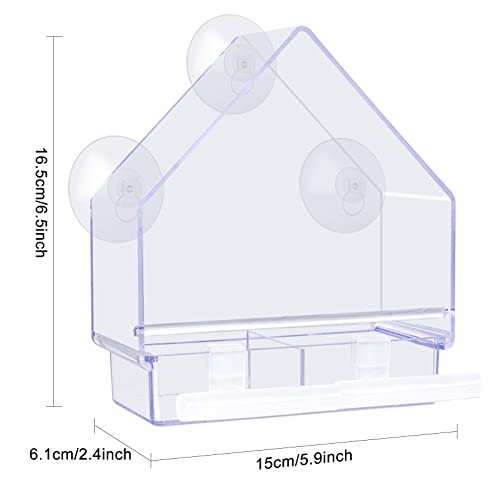 Window Bird Feeder 2 Pack, Bird House For Outside With 2 Rod, Window Bird Feeder With Strong Suction Cups And Removable Seed Tray With Drain Holes #TOP1