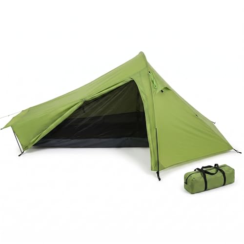 outdoorer Trek Solo - Tienda de campaña ligera para trekking, tamaño pequeño, para 1 persona, para trekking y camping, color verde