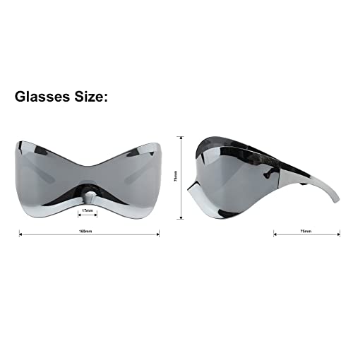 KENBO Y2K Sunglasses Wrap Around Futuristic Sunglasses Trendy for Men Women Shield Mask Visor Glasses4