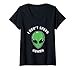 Donna Testa Aliena Verde Non Parlo UFO Fan UFO Umano Maglietta con Collo a V