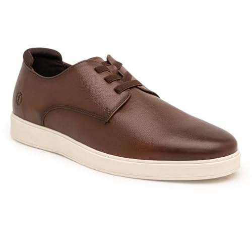 Image of Thomas Crick Luxurious Genuine Leather Sneakers with Dual-Tone Finish and Ortho Footbed