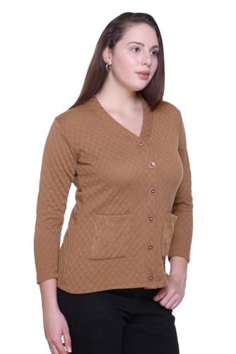 Image of Women Sweater for Winters Woolen Acrylic Full Sleeve V-Neck Cable Design Cardigan Sweater for Women Winter Woollen Stylish