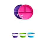 Munchkin Stay Put Bowls and Divided Plates, 5 Pack, Pink/Purple