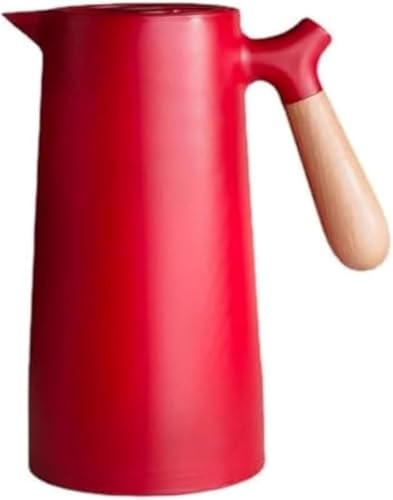 AOBOPO ピッチャー・冷水筒 お茶 断熱大容量 おしゃれ 保温卓上保温保冷 ウッドハンドル 洗いやすい 広口 家庭用 魔法瓶 保温? 1リットル テーブル 紅茶 コーヒー ティー 麦茶