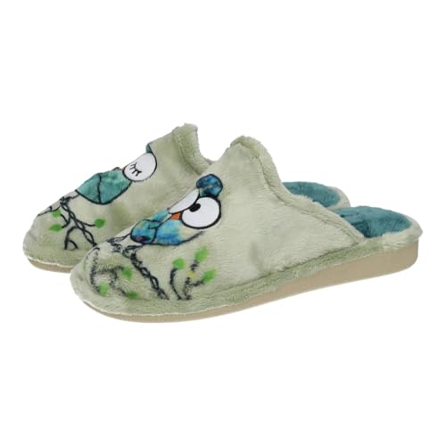 Chaussons hiboux Garzón olive, le cadeau parfait pour femme