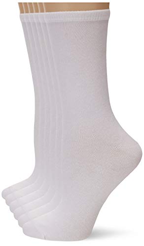 Amazon Essentials Women's 6-Pack Lightweight Casual Crew Sock, White, 6 to 9