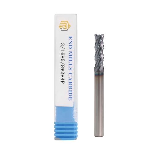 NZ 3/16" 4 Flute Roughing End Mill, AlTiN Coated Solid Carbide Serrated End Mills, Square Corner for Alloy Steel, Stainless Steel, Cast Iron