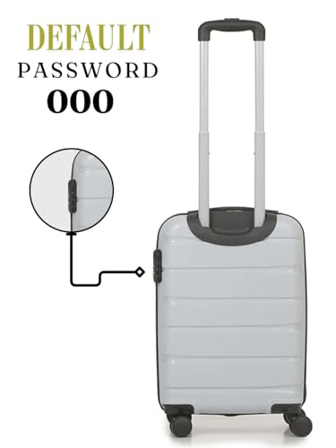 Image of TEAKWOOD LEATHERS Unisex Trolley Bag, Hard Side Cabin with Zipper Closure, Adjustable Push Button & Cross Strap, Lock System 360 Degree 8 Wheel Suitcase (S, Silver)