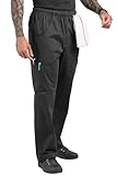 UA Chef Men's Black Chef Pants - 7 Pocket Utility, Kitchen Work Professional, Cargo Elastic Waist, Cotton Twill Baggy Restaurant Cook
