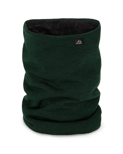 DANISH ENDURANCE Thermal Merino Neck Gaiter with Polar Fleece, Snood, Neck Warmer for Winter, for Men and Women One Size Dark Green 1-pack
