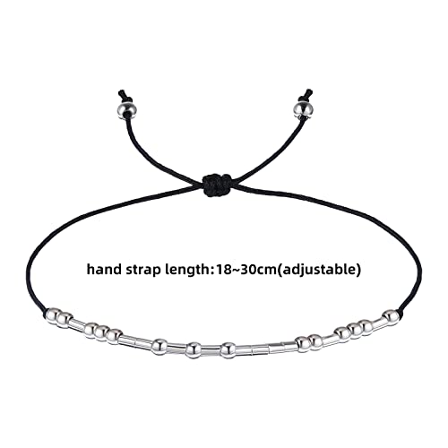 Morse Code Bracelet, Vintage Silver Promise Distance Friendship Bracelets Hand Made Beads String Rope Bracelet for Women Men Friend Couples(Fuck Off)2