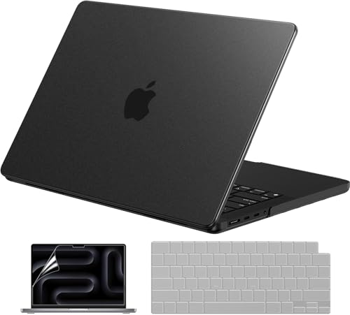 Image of EooCoo Case Compatible with MacBook Pro 14 inch M5 2026-2021 M4 M3 M2 M1 Pro /Max Chip, Official Color-Matched Armor, Frosted Hard Shell Cases with Keyboard Cover, Screen Protector - Matte Space Black