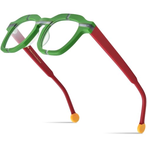 Image of HEPIDEM Multicolor Acetate Glasses Frame Women,Oversize Round Optical Eyeglasses