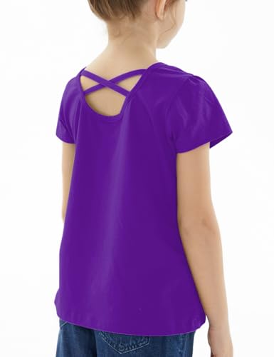 Image of Noomelfish Girls Criss Cross Back T-Shirts Short Puff Sleeve Tee Tops (5-12 Years)