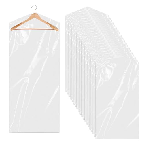 DERIQ 20pcs 60 Inch Plastic Garment Bag Dry Cleaner Bags Clear Plastic bag Dry Cleaning Laundry Bags for Clothes Cover Hanging Clothes Clothes Storage for Long Dresses Skirt Coat Suit Shirt Jacket