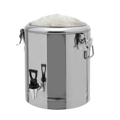 Recipiente térmico de transporte de 14 l, calentador de alimentos con grifo de drenaje, recipiente de transporte térmico de acero inoxidable, mantiene las bebidas frías y calientes durante 8 horas