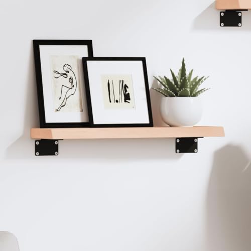 Mokuyary Estantería de pared de 40 x 10 x 2 cm, madera maciza de roble sin tratar, estantería flotante decorativa para decoración de pared, dormitorio, cocina, oficina, salón, baño
