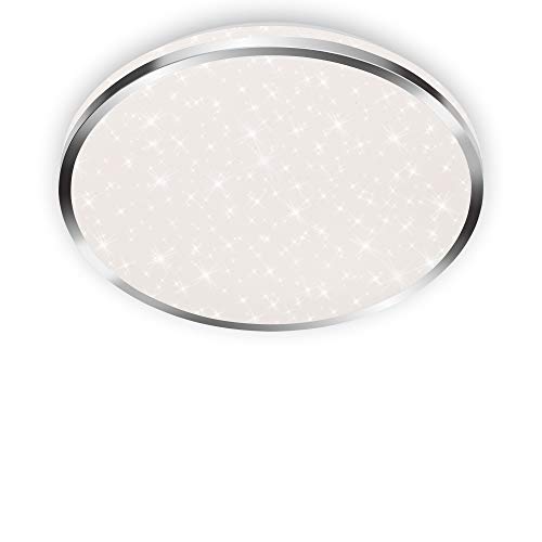Briloner Leuchten - LED Deckenleuchte, Badleuchte, Badlampe inkl. Sternendekor, IP44, 18 Watt, 1.800 Lumen, 4.000 Kelvin, Chrom-Weiß, 330x66mm (DxH)