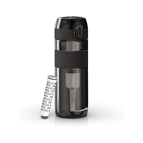 Dreamwills Filtered Water Bottle W/NSF Certified Water Filter Straw Elements Reduce 99.9% of Chlorine, Taste & Odor, BPA Free Plastic for Travel, Sports, Hiking, Camping, Biking and Fitness, 17oz Cover