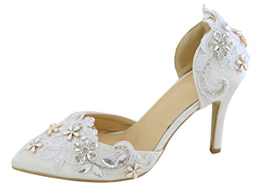 Chaussures de mariage bout amande escarpins blancs pointure 38.5
