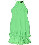 Christian Siriano Womens Ruffle Hem Sheath Dress, Green, Large