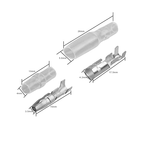 Eldwviz 100Sets 3.5Mm Bullet Connectors, 3.5Mm Connector Terminal Male & Female With Insulated Covers For Motorcycle Motorbike Car Truck Scooter Boats Electric Instruments 100Sets=400Pcs #TOP2