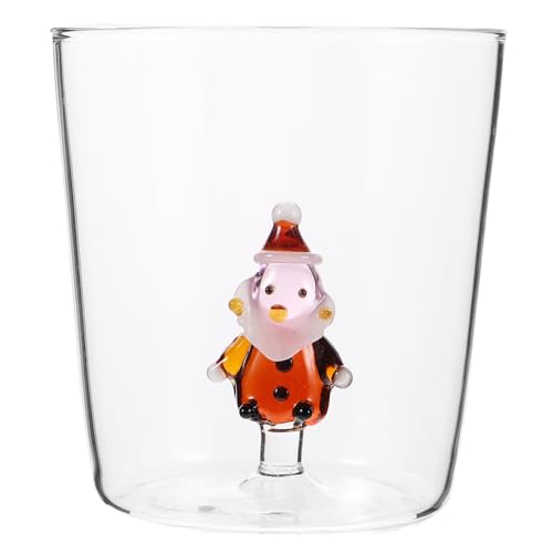 COOPHYA Taza de cristal navideña: Artículos para beber navideños con Papá Noel - Vaso transparente navideño de 300 ml para café, leche y zumo