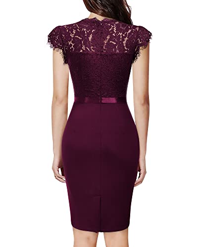 Miusol Women's Elegant Floral Lace Ruffle Design Cap Sleeve Cocktail Party Dress2