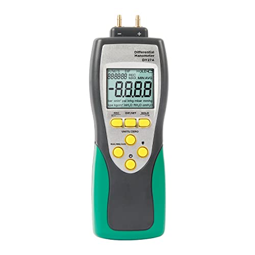 Digitales Manometer, DY27A -Differentialmanometer, digitaler Differenzdruck Manometer -Lüftungssystem/Gaspipeline/Bremsvakuumpumpe mit 11 LCD -Display -Store 48 Datensätze
