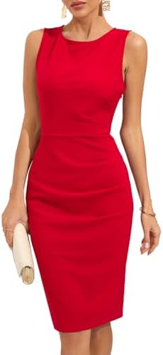 oten Womens Crew Neck Sleeveless Ruched Bodycon Sheath Work Cockt...