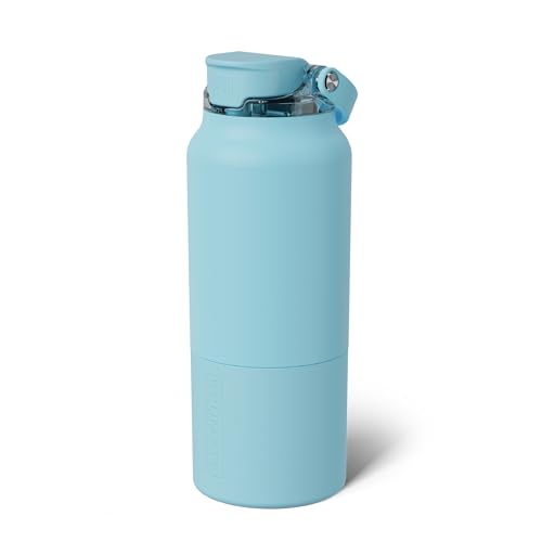Image of BruMate Rise 35oz Water Bottle With 100% Leakproof Covered Silicone Straw | Insulated Stainless Steel Water Bottle With Removable Straw | Fast Flow | Soft Sip Silicone Spout | BPA-Free (Glacier)