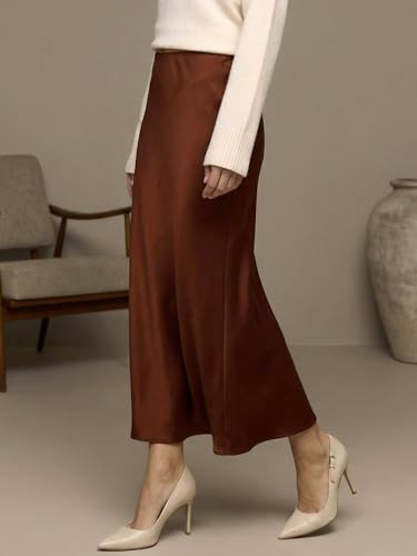 Image of ADDYVERO Premium Satin Finish Flowy A-Line Fit Midi Skirt for Women