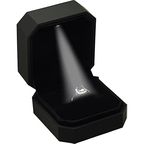 The Jewellery Pak LED Black Ring Box Cover