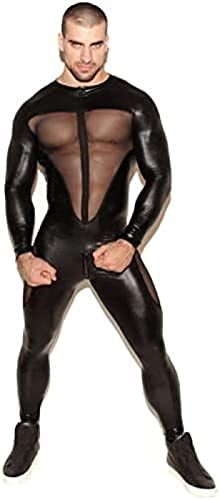 Lencería wetlook para hombre tipo catsuit de charol para fiestas de disfraces