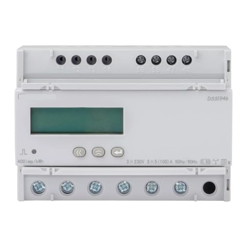 DIN Rail Energy Meter, Solar Power RS485 Modbus AC 3 Phase Digital LCD Electric Consumption Multimeter, 50/60Hz DSS1946(Direct Input)