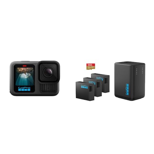 Image of GoPro HERO13 Black Extended Power Bundle-Includes Waterproof Action Camera with 5.3K60 Video, 27MP Photos, Dual Battery Charger, 3 Enduro Batteries, 64GB SD Card & Case, Easy Quick App Editing